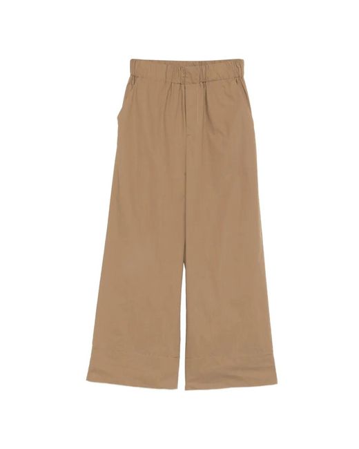 Susanne Bommer Natural Elasticated-Waistband Wide-Leg Trousers