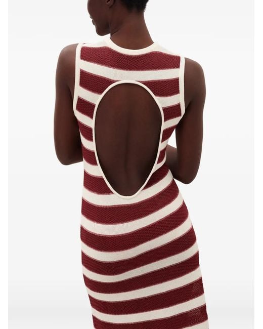 Eres Red Régulière Striped Open-Back Maxi Dress