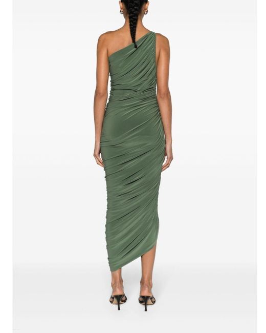 Norma Kamali Green Gathered One-shoulder Dress - Women's - Polyester/spandex/elastane