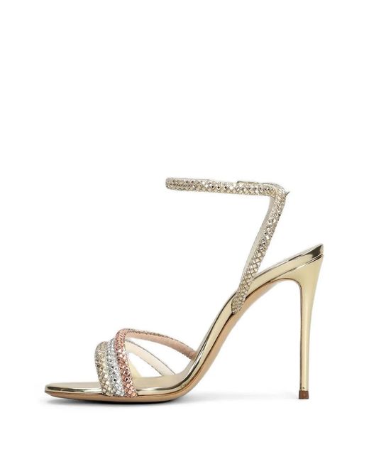Casadei White Andromeda Crystal-Embellished Sandals