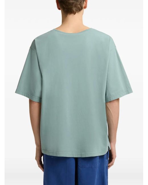 Marni Green Colour-Block Logo T-Shirt for men