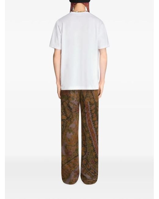 Dries Van Noten Brown Printed Workwear Pants for men