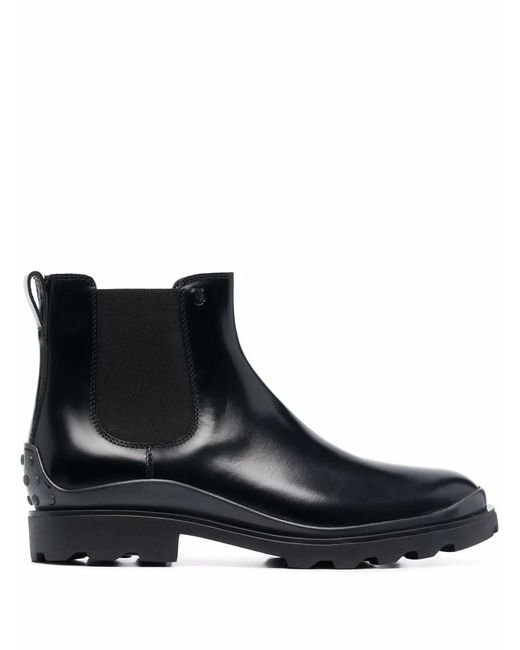 Tod's Black Leather Ankle Boots for men
