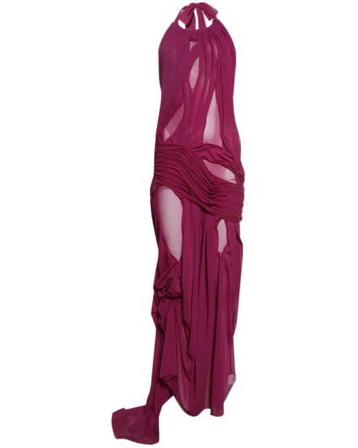 DI PETSA Purple Draped Halterneck Dress