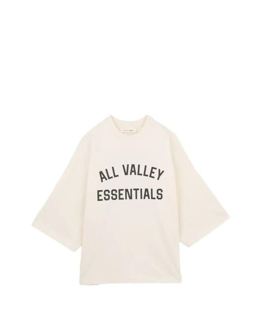 Essentials White Logo-Print T-Shirt for men