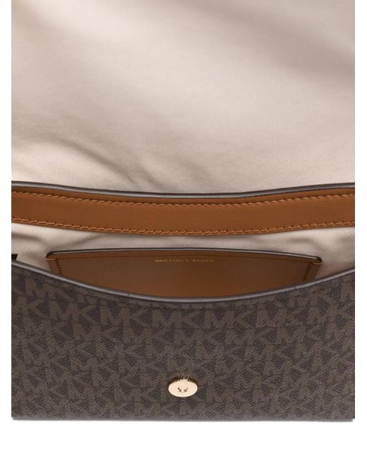 Michael Kors Brown Small Nessa Monogram Flap Cross Body Bag