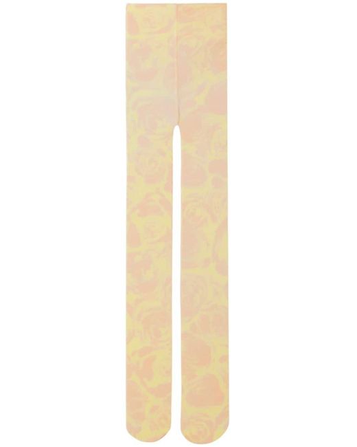 Burberry White Rose-print Tights