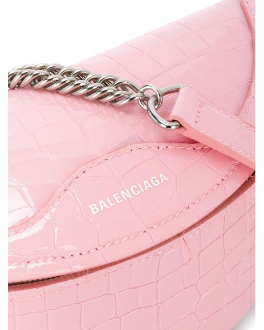Balenciaga Pink Crocodile-embossed Belt Bag
