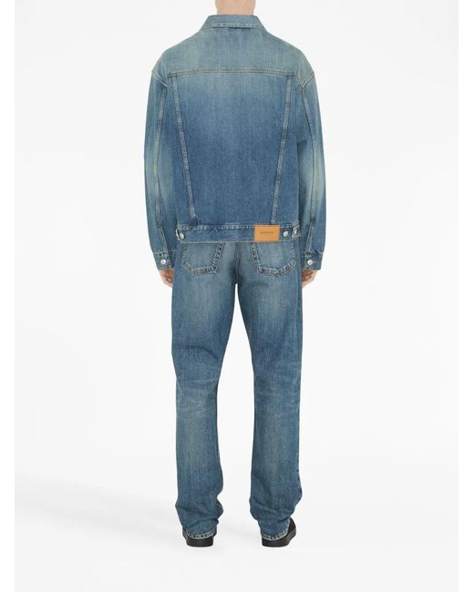 Burberry Blue Straight-Leg Washed Denim Trousers for men