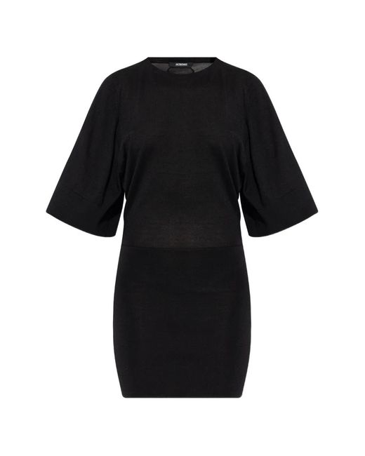 Jacquemus Black Robe Mi-Longue À Col Rond