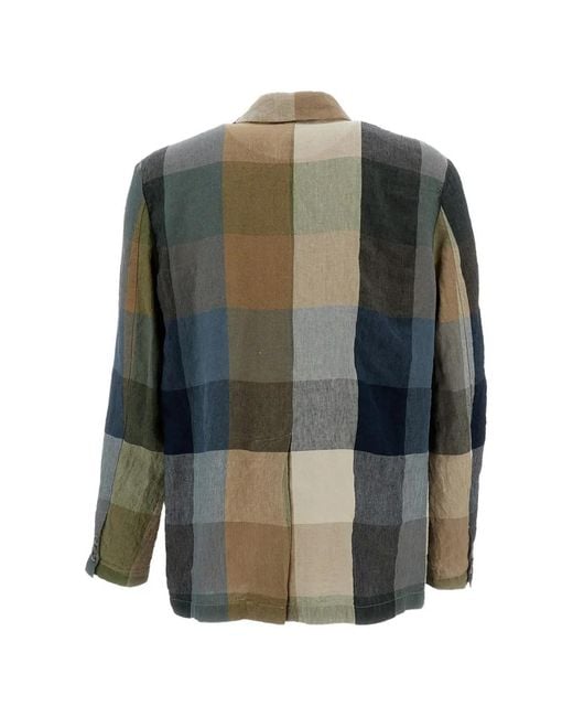 Barena Gray Checkered Patch-Pocket Jacket for men