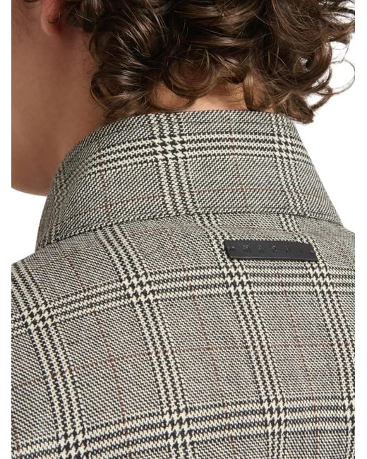 Marni Gray Check-Pattern Virgin Wool Jacket for men