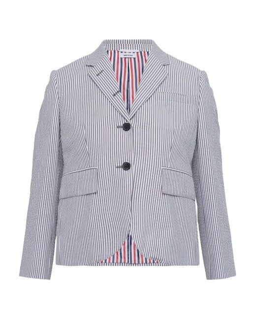 Thom Browne Blue High Armhole Sport Striped-Pattern Jacket