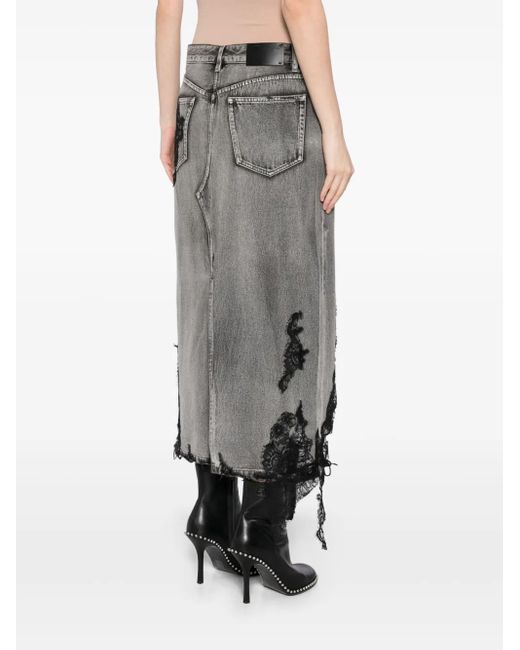 JNBY Denim Maxi-Rok Met Patchwork Van Kant in het Gray