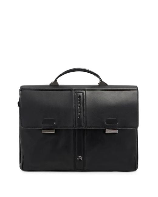 Piquadro Black Logo-Plaque Briefcase for men