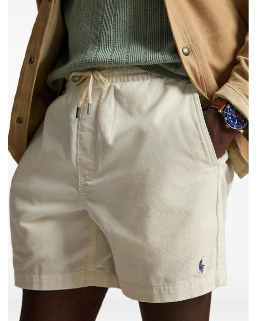 Polo Ralph Lauren White Corduroy Logo-Embroidered Shorts for men