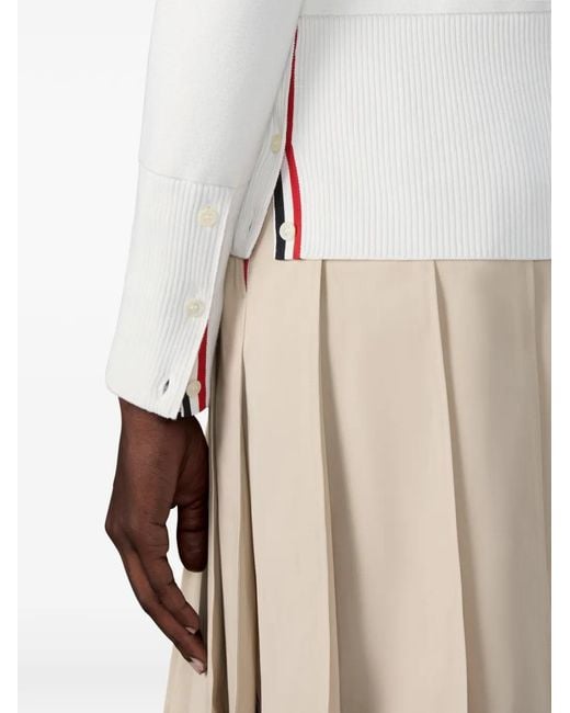 Thom Browne Blue Stripe-Detail Cardigan