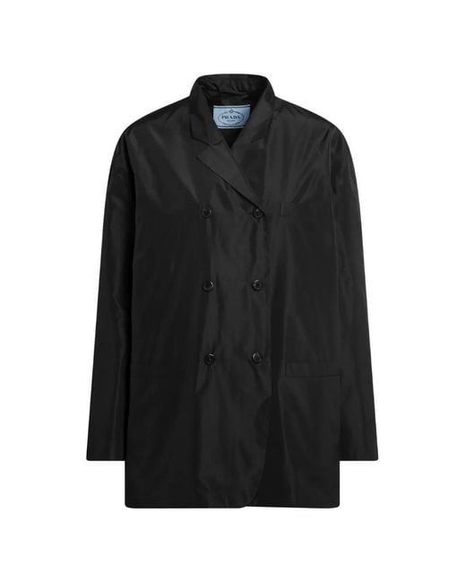 Chaqueta Con Doble Botonadura Prada de color Black