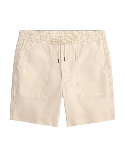 RRL Natural Buttoned Drawstring Shorts for men