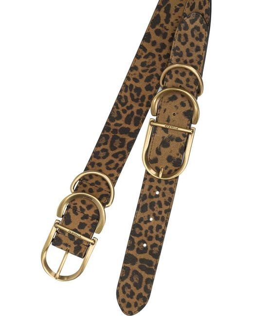 Pinko Brown Leopard Buckle Belt