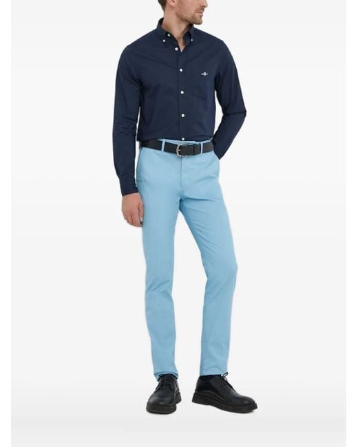Gant Overhemd Met Geborduurd Logo in het Blue voor heren