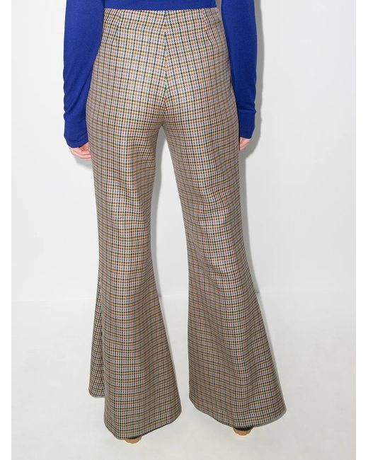Stella McCartney Multicolor Houndstooth-Pattern Flared Trousers