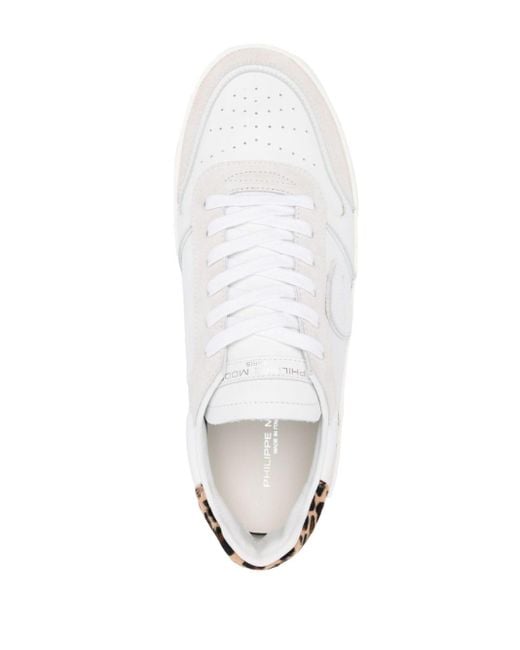 Philippe Model White Nice Leopard-print Sneakers for men