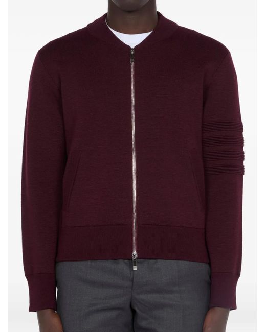 Thom Browne Purple 4-Bar Zip-Up Cardigan for men