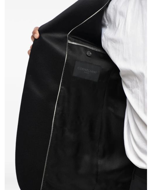 Corneliani Black Satin-Lapel Blazer for men