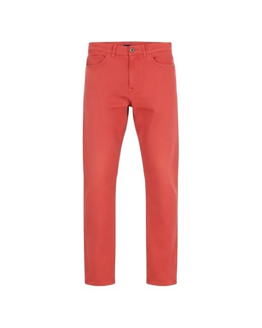 Isaia Red Belt-Loop Straight-Leg Jeans for men