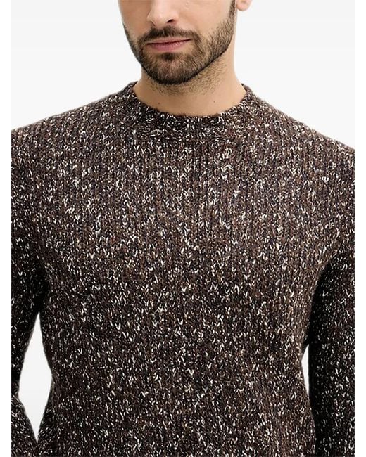 Benetton Gray Speckled Crew-Neck Sweater for men