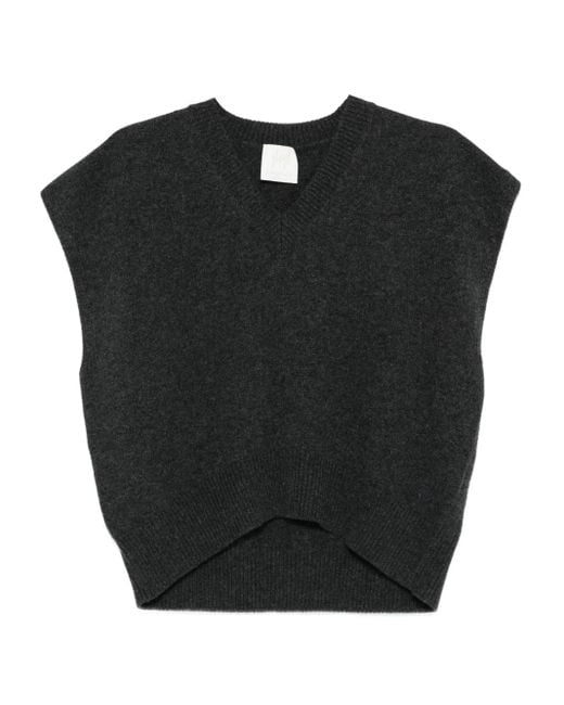 Marella Wollen Mouwloze Top Met V-Hals in het Black