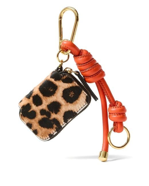 Veronica Beard Red Taschenanhänger mit Leoparden-Print