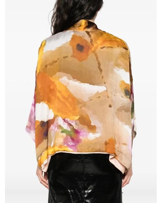 Chaqueta reversible de terciopelo y seda con estampado abstracto Yavi de color Pink