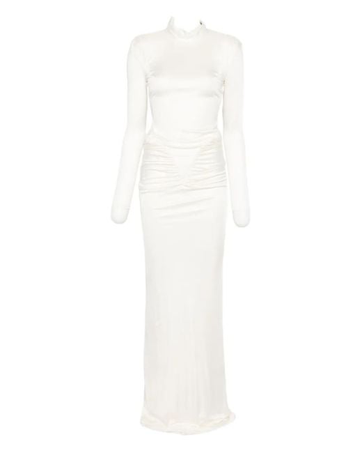The New Arrivals Ilkyaz Ozel White Darja Draped Dress