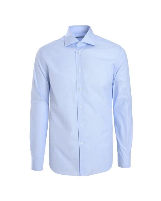 Corneliani Blue Long-Sleeve Buttoned Shirt for men