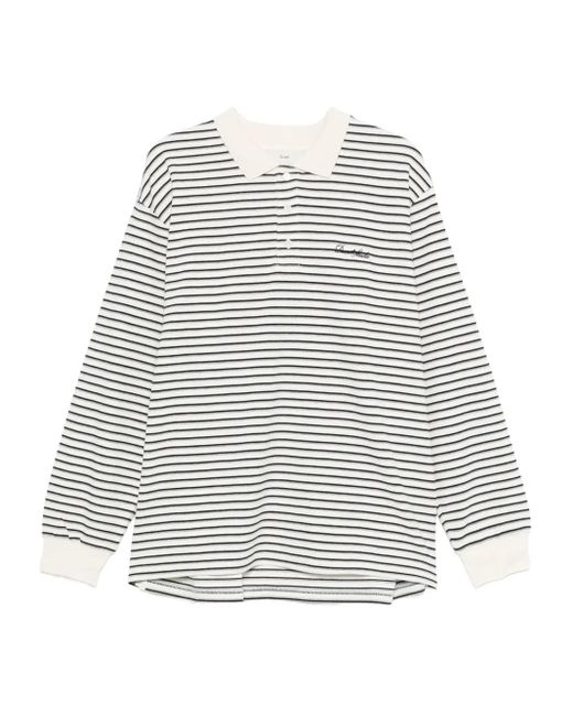 DUNST White Striped Long-Sleeve Polo Shirt