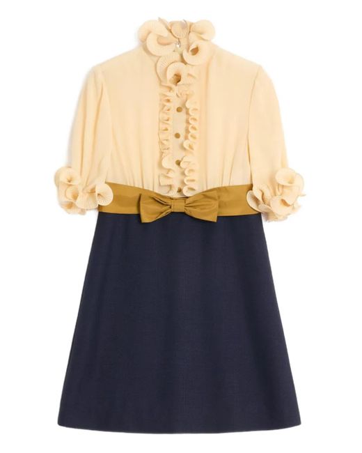 Valentino Garavani クレープデシン ミニドレス Blue