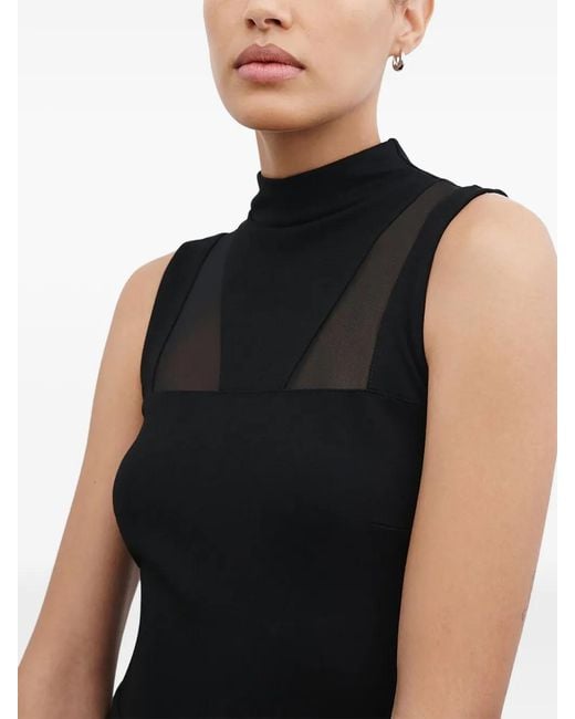 MARCELLA Black Amelia Mesh-Panel Dress