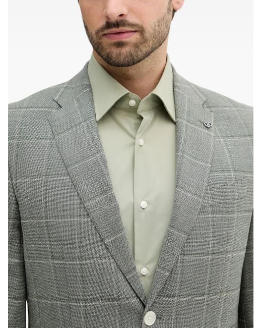 Boss Gray Checked Patch-Pocket Blazer for men