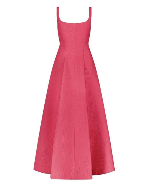 Lela Rose Pink Scoop-Neck Midi Dress