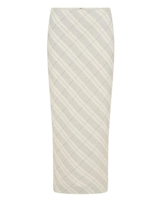 Anna Quan White Checked Midi Skirt
