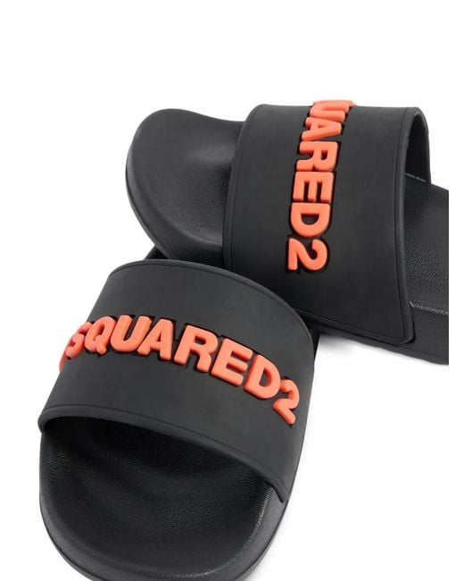 DSquared² Black Logo Slides for men