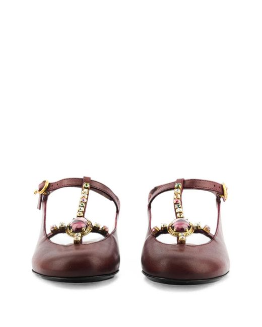 Etro Brown Crystal-Embellished Sling-Back Pumps