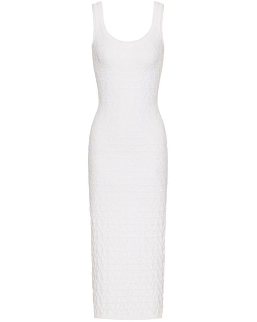 Valentino Garavani White Toile Iconograph-jacquard Midi Dress