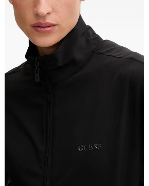 Guess Black Logo-Print Drawstring Jacket