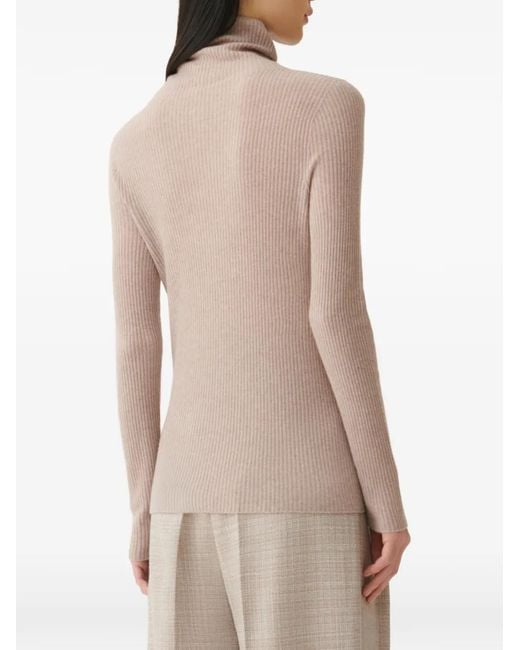 Fabiana Filippi Pink Ribbed Roll-Neck Sweater