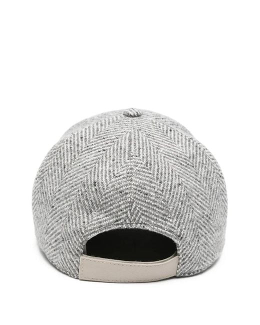 Eleventy Gray Herringbone Baseball Cap for men