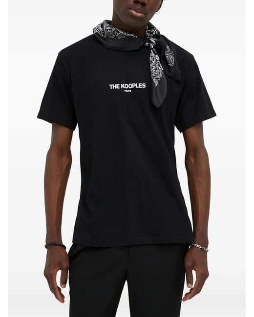 The Kooples Black Logo-Detail T-Shirt for men