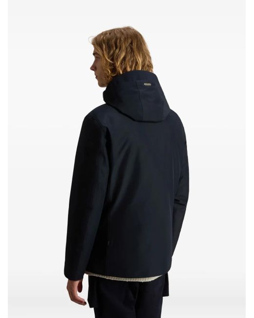Woolrich Blue Hooded Buttoned Jacket for men
